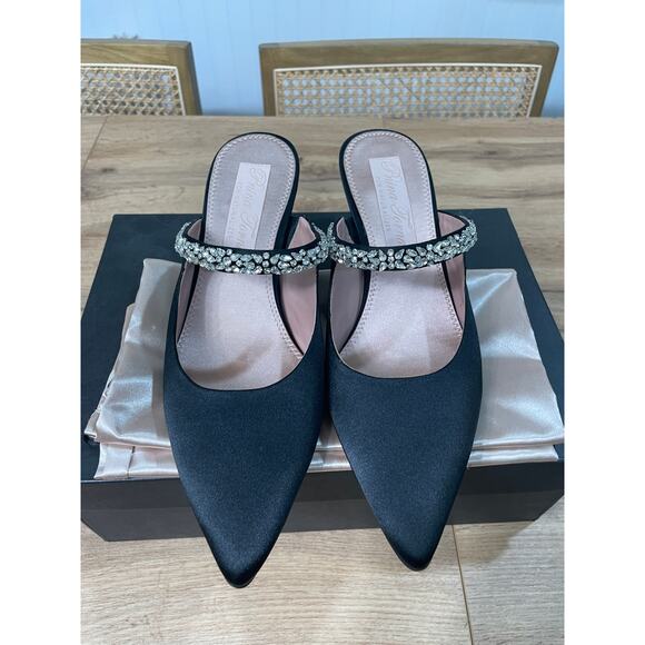 Pnina Tornai 4 Naturalizer Liefde Satin Rhinestone Mules Black Size 9.5 Wide NIB - Picture 5 of 13